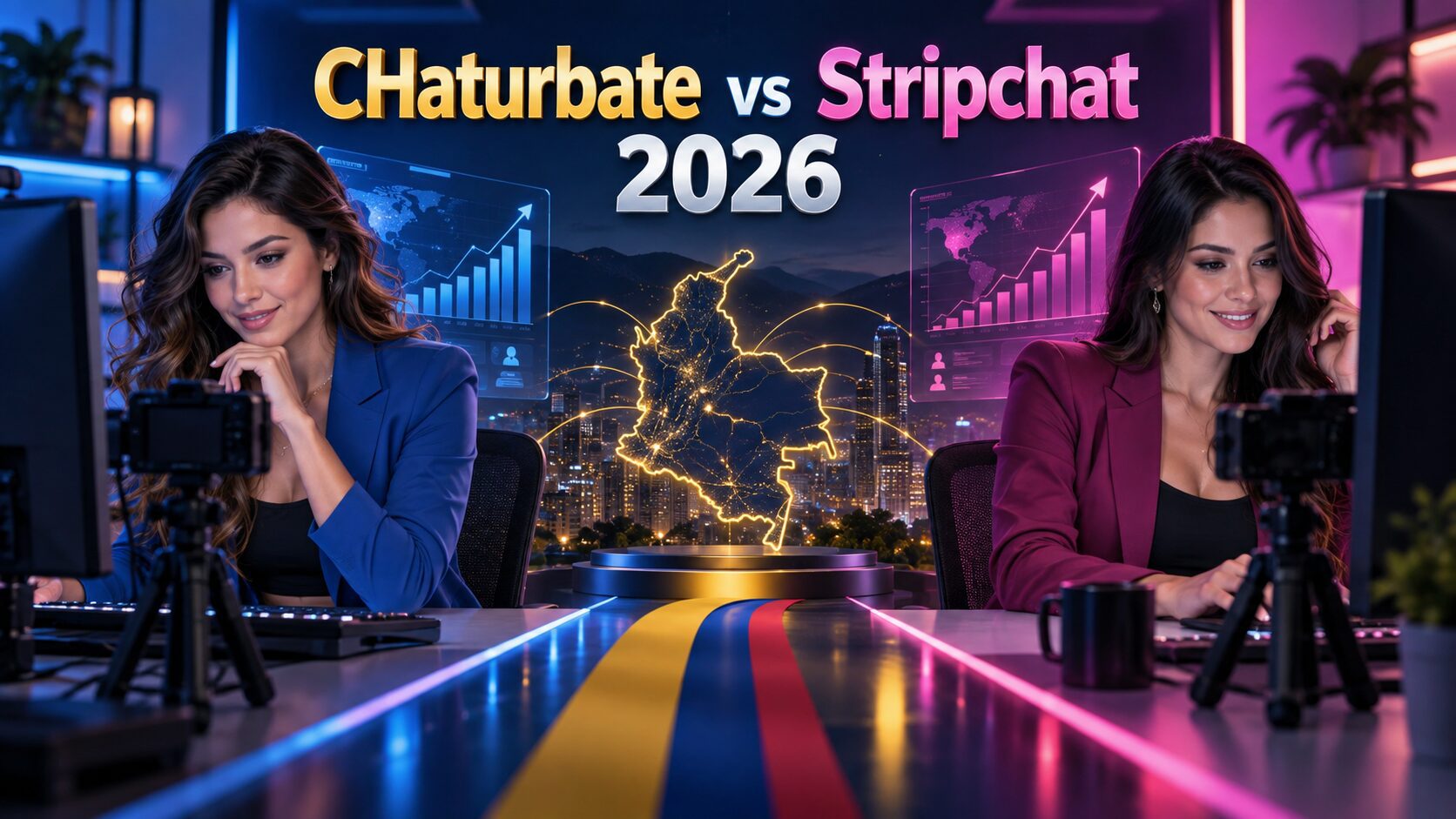 Chaturbate vs Stripchat 2026: comparación de tráfico, modelos y mercado webcam en Colombia